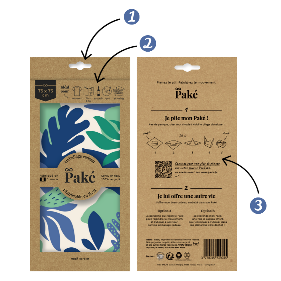 Pack Découverte 60 emballages cadeaux réutilisables - 6 motifs et 3 tailles